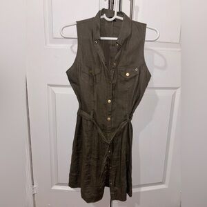 Guess Sleeveless Brown Button-Up Dress